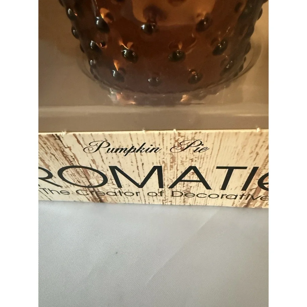 Aromatique Hobnail Glass Scented Candle Set 3 Pc Bronze Silver Gold 12 oz NIB